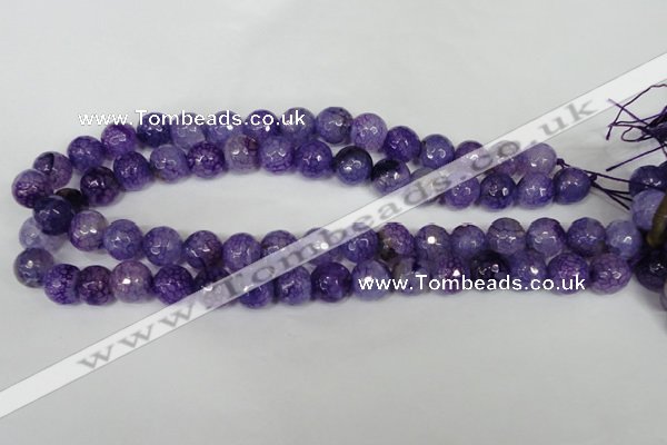 CAG1537 15.5 inches 12mm faceted round fire crackle agate beads