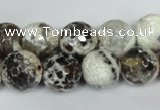 CAG1538 15.5 inches 12mm faceted round fire crackle agate beads