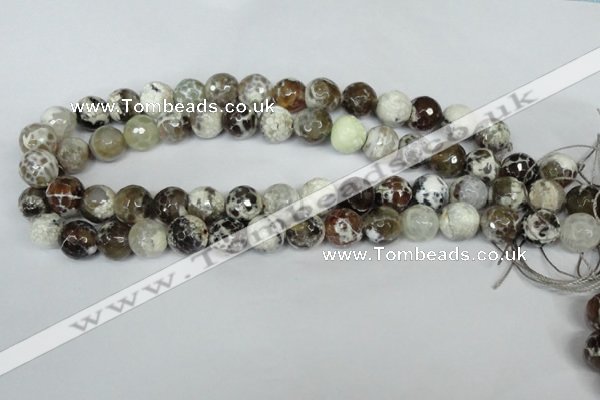 CAG1538 15.5 inches 12mm faceted round fire crackle agate beads