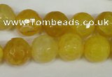 CAG1539 15.5 inches 12mm faceted round fire crackle agate beads