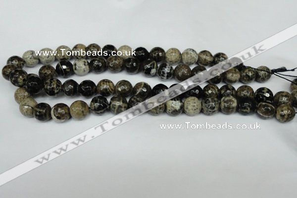 CAG1540 15.5 inches 12mm faceted round fire crackle agate beads