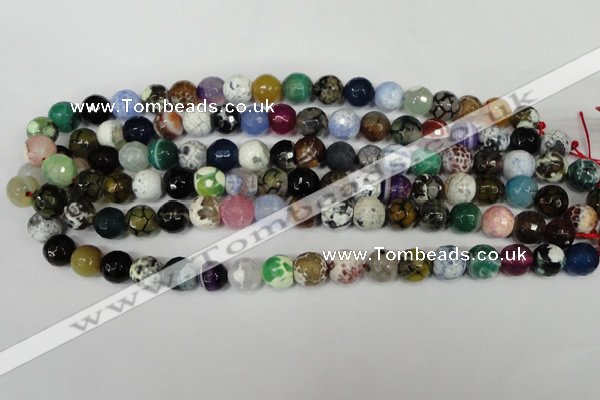 CAG1541 15.5 inches 12mm faceted round fire crackle agate beads