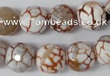 CAG1545 15.5 inches 14mm faceted round fire crackle agate beads