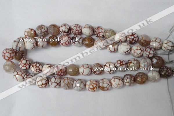 CAG1545 15.5 inches 14mm faceted round fire crackle agate beads