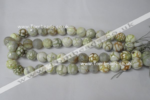 CAG1546 15.5 inches 14mm faceted round fire crackle agate beads