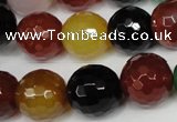 CAG1548 15.5 inches 14mm faceted round fire crackle agate beads