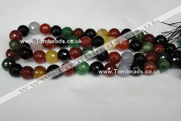 CAG1548 15.5 inches 14mm faceted round fire crackle agate beads