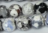 CAG1549 15.5 inches 14mm faceted round fire crackle agate beads