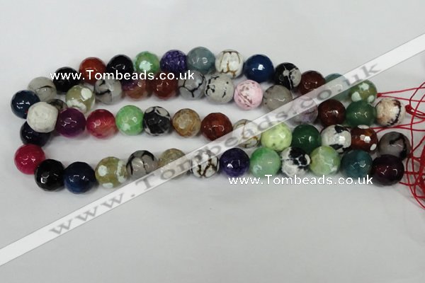 CAG1550 15.5 inches 14mm faceted round fire crackle agate beads