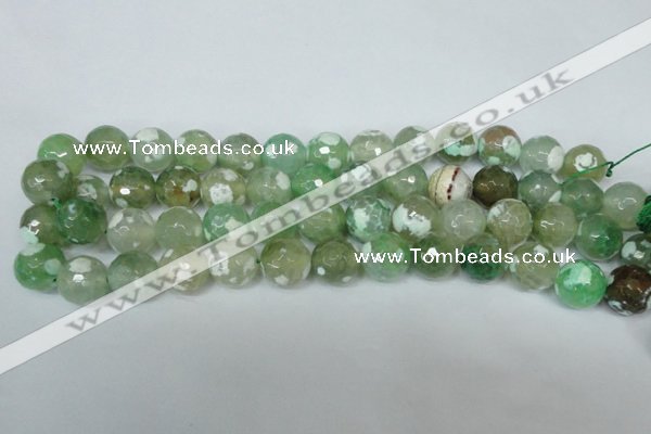 CAG1552 15.5 inches 14mm faceted round fire crackle agate beads
