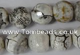 CAG1555 15.5 inches 16mm faceted round fire crackle agate beads