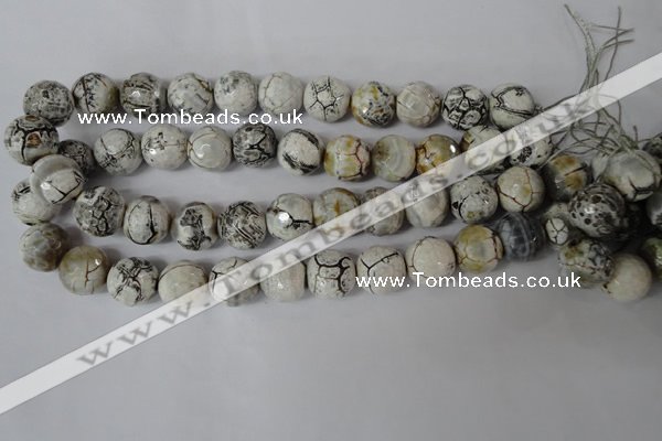 CAG1555 15.5 inches 16mm faceted round fire crackle agate beads