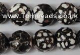 CAG1556 15.5 inches 16mm faceted round fire crackle agate beads