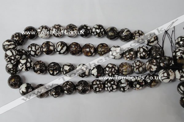 CAG1556 15.5 inches 16mm faceted round fire crackle agate beads