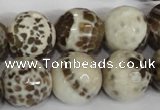 CAG1558 15.5 inches 16mm faceted round fire crackle agate beads