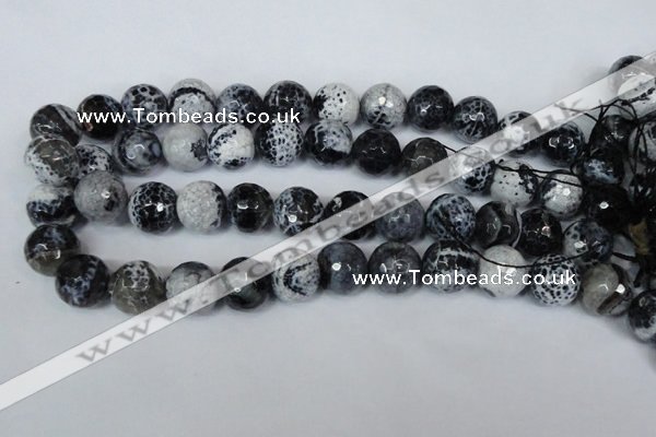 CAG1559 15.5 inches 16mm faceted round fire crackle agate beads