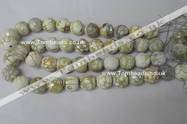 CAG1565 15.5 inches 18mm faceted round fire crackle agate beads