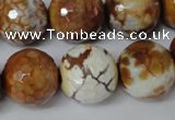 CAG1566 15.5 inches 18mm faceted round fire crackle agate beads