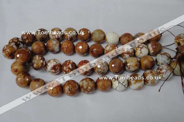 CAG1566 15.5 inches 18mm faceted round fire crackle agate beads