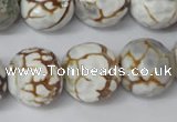 CAG1567 15.5 inches 18mm faceted round fire crackle agate beads