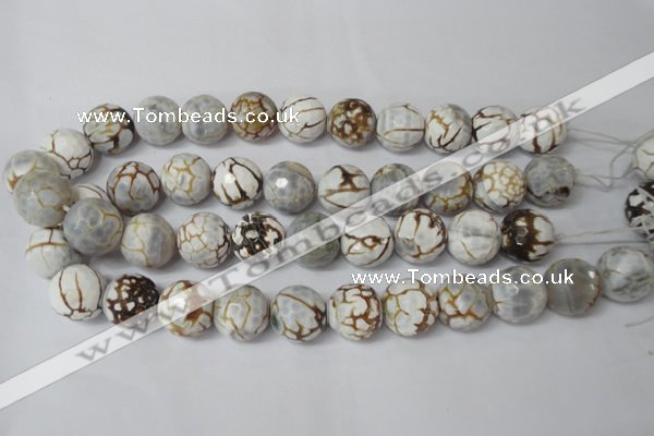 CAG1567 15.5 inches 18mm faceted round fire crackle agate beads