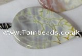 CAG1572 15.5 inches 30*45mm flat teardrop fire crackle agate beads