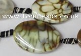 CAG1577 15.5 inches 20*30mm twisted oval fire crackle agate beads