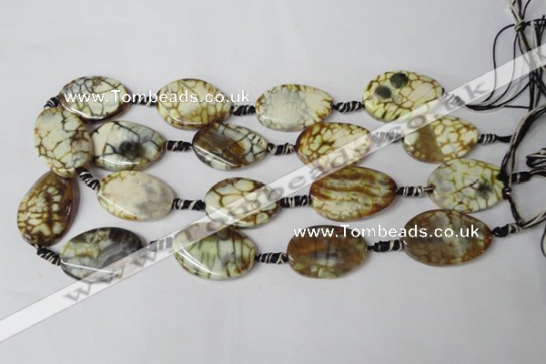 CAG1577 15.5 inches 20*30mm twisted oval fire crackle agate beads