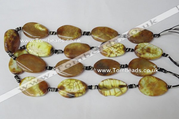 CAG1578 15.5 inches 20*30mm twisted oval fire crackle agate beads