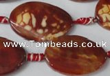 CAG1589 15.5 inches 20*30mm twisted oval fire crackle agate beads