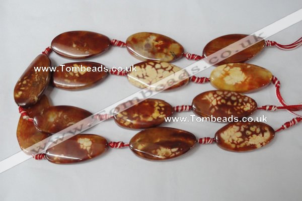 CAG1591 15.5 inches 22*38mm twisted oval fire crackle agate beads