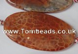 CAG1592 15.5 inches 25*50mm twisted oval fire crackle agate beads