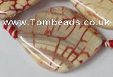 CAG1593 15.5 inches 30*38mm twisted marquise fire crackle agate beads