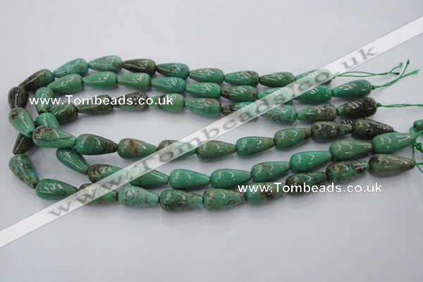 CAG1601 15.5 inches 10*20mm teardrop green grass agate gemstone beads