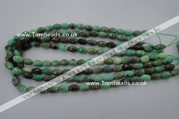 CAG1606 15.5 inches 8*10mm faceted rice green grass agate beads