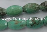 CAG1607 15.5 inches 13*20mm faceted rice green grass agate beads