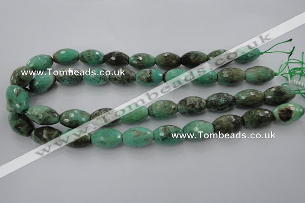 CAG1607 15.5 inches 13*20mm faceted rice green grass agate beads