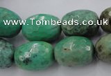 CAG1609 15.5 inches 15*20mm faceted drum green grass agate beads