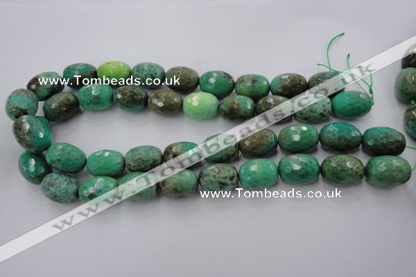 CAG1609 15.5 inches 15*20mm faceted drum green grass agate beads