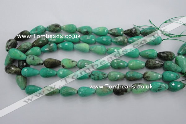 CAG1610 15.5 inches 12*20mm faceted teardrop green grass agate beads