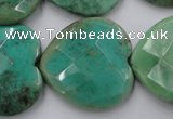 CAG1614 15.5 inches 30*30mm faceted heart green grass agate beads