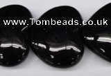 CAG1631 15.5 inches 32*32mm heart black agate gemstone beads