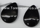 CAG1632 Top-drilled 25*32mm flat teardrop black agate gemstone beads