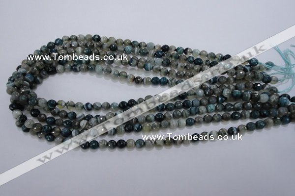 CAG1635 15.5 inches 6mm faceted round blue agate gemstone beads