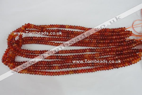 CAG1645 15.5 inches 3*6mm rondelle red agate gemstone beads