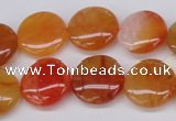 CAG1649 15.5 inches 18mm flat round red agate gemstone beads