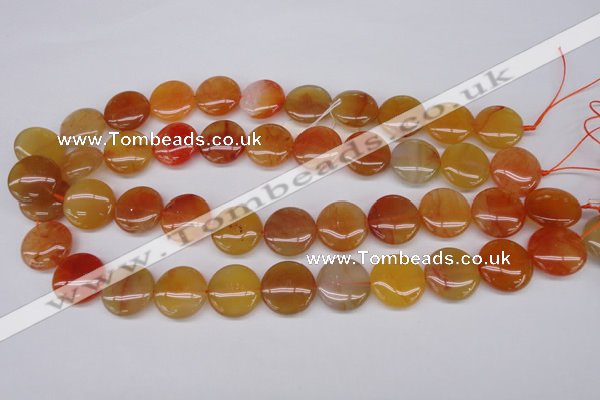 CAG1649 15.5 inches 18mm flat round red agate gemstone beads