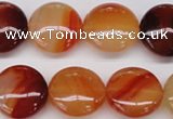 CAG1650 15.5 inches 20mm flat round red agate gemstone beads