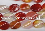 CAG1652 15.5 inches 10*14mm twisted oval red agate gemstone beads