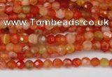 CAG1654 15.5 inches 4mm faceted round red agate gemstone beads